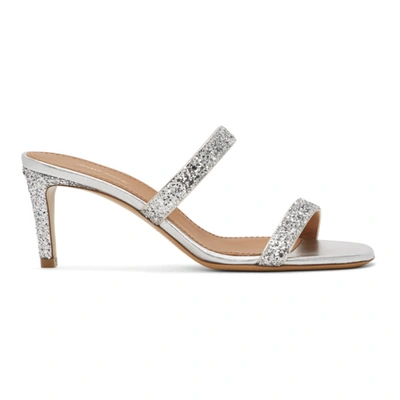 Mansur Gavriel Glitter Fino Sandal In Silver