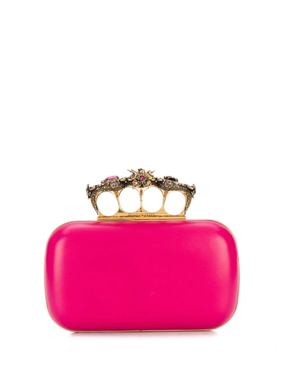 Alexander Mcqueen Butterfly Four-ring Clutch In Orchid Pink