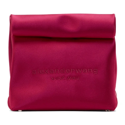Alexander Wang Satin Lunch Bag Clutch In Hot Pink