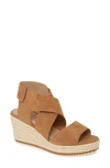 Eileen Fisher Willow Crisscross Suede Wedge Espadrilles In Tobacco Suede