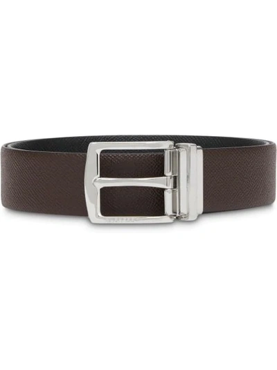 Burberry Reversible Grained Leather Belt In Brown