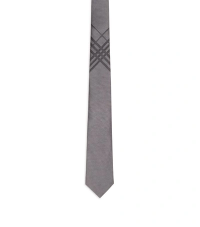 Burberry Silk Check-detail Tie In Storm Grey