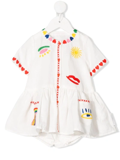 Stella Mccartney Babies' Hearts Embroidered Dress In White