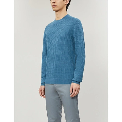 Ted Baker Textured Wool-blend Jumper In Blue