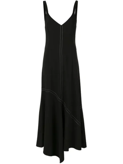 Camilla And Marc Benito Asymmetric Woven Midi Dress In Black