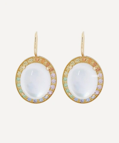 Andrea Fohrman 18ct Gold Mother Of Pearl And Rainbow Sapphire Drop Earrings