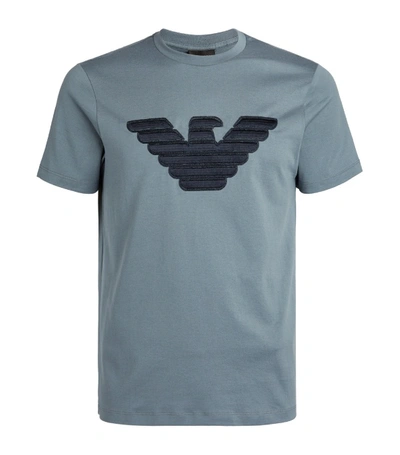 Armani Collezioni Logo-embellished Cotton-jersey T-shirt In Sky Blue