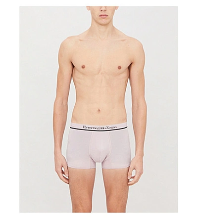 Ermenegildo Zegna Logo-print Slim-fit Stretch-lyocell Boxers In Pink