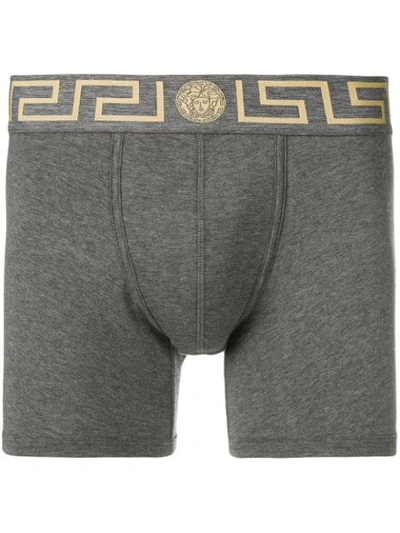 Versace Iconic-print Stretch-cotton Trunks In Grey