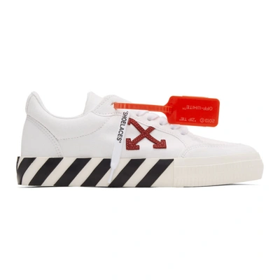 Off-white Yellow Vulcanized Canvas Sneakers In White,black,red