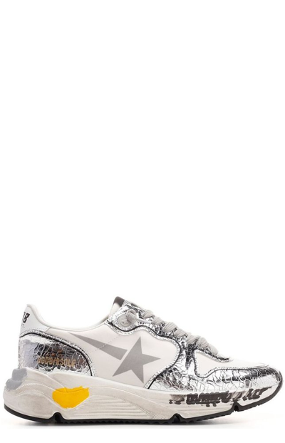 Golden Goose Running Sole Leather-trimmed Sneakers In White