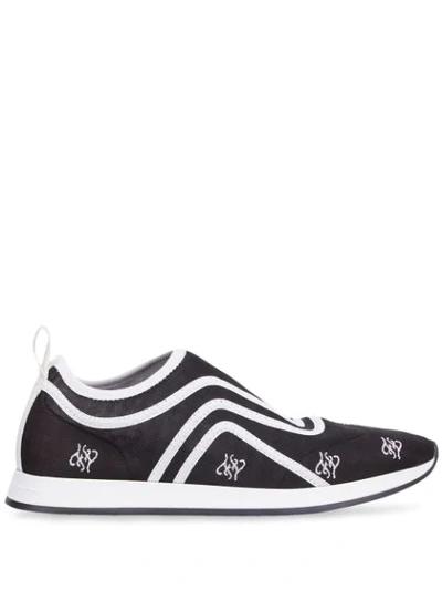 Fendi Freedom Ff Logo-embroidered Mesh Trainers In Blk/white