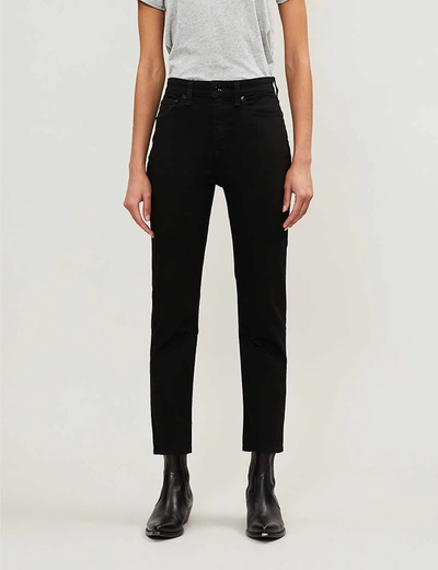 Rag & Bone Nina Cropped Straight-leg Mid-rise Jeans In No+fade+black