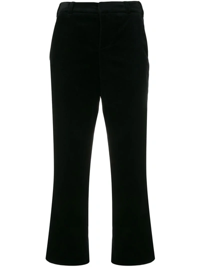 Zadig & Voltaire Cropped Straight Mid-rise Velvet Trousers In Black