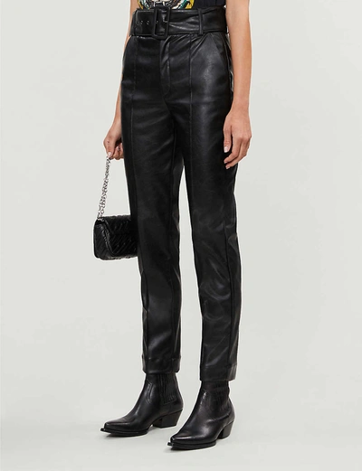 The Kooples Faux-leather High-rise Stretch-jersey Trousers