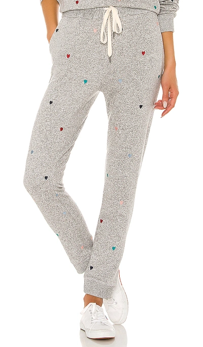 Rails Oakland Heart-print Knitted Jogging Bottoms In Grey