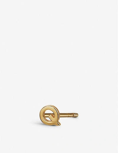 Otiumberg Q Initial 9ct Gold Stud Earring In Solid 9-karat Gold