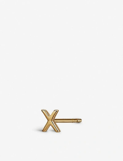 Otiumberg X Initial 9ct Gold Stud Earring In Solid 9-karat Gold