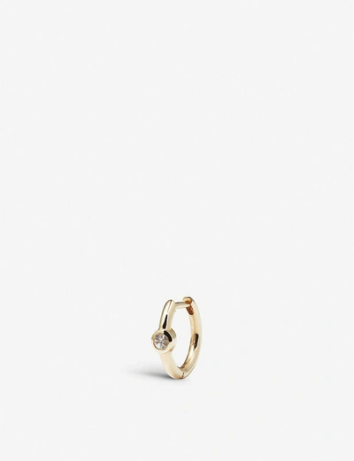 Otiumberg Womens Solid 9-karat Gold Single Sapphire Gold Huggie Hoop Earring
