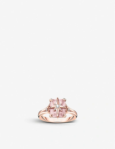 Thomas Sabo Magic Stones Star 18ct Rose Gold-plated Sterling Silver And Rose Quartz Ring In Pink