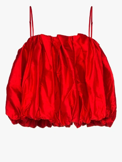Marques' Almeida Marques'almeida Womens Gathered Silk Top In Red