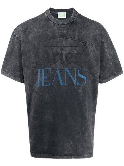 Aries T-shirt Mit Ausgeblichenem Logo In Black