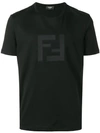 Fendi Ff Logo Patch Crew Neck T-shirt In Black