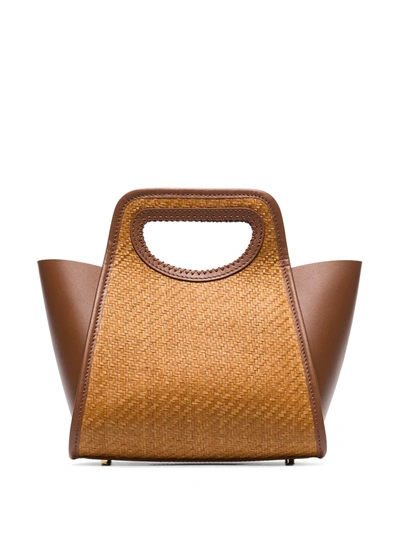 Elleme Cupidon Brown Leather And Raffia Top Handle Bag