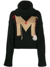 Moncler Logo Acrylic Blend Knit Sweater In Black