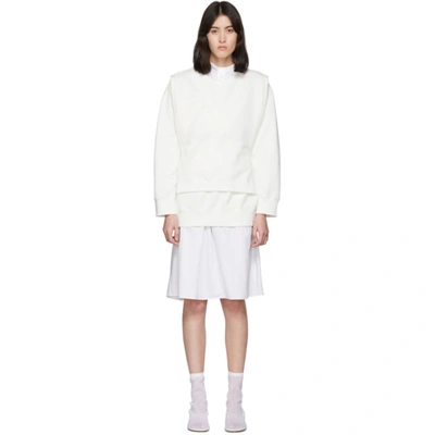 Mm6 Maison Margiela Oversized Layered Printed Cotton-jersey Sweatshirt In White