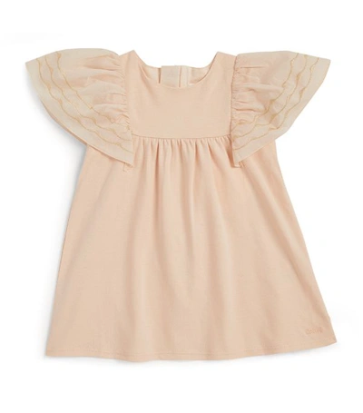 Chloé Girls' Embellished-sleeve Dress - Baby In Pink Ice