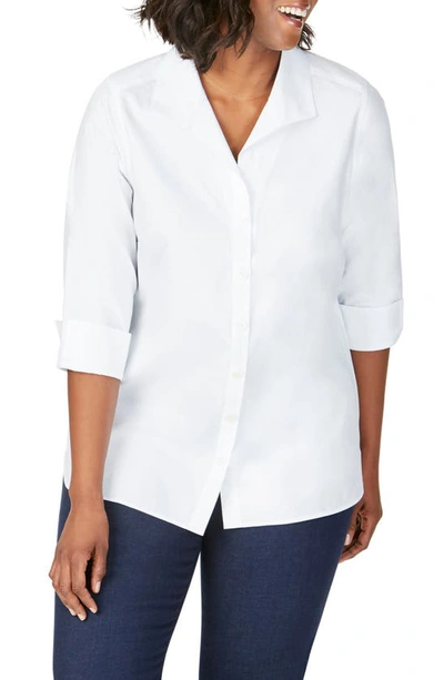 Foxcroft Plus Pandora Non-iron Cotton Tunic Shirt In White