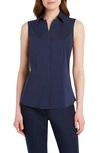 Foxcroft Taylor Sleeveless Non-iron Stretch Shirt In Navy