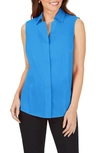 Foxcroft Taylor Sleeveless Non-iron Stretch Shirt In Malibu Blue