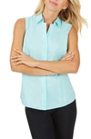 Foxcroft Taylor Sleeveless Non-iron Stretch Shirt In Island Sky