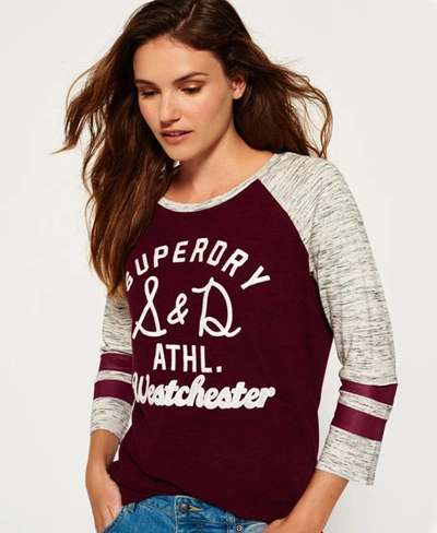 Superdry Football Applique Top In Red