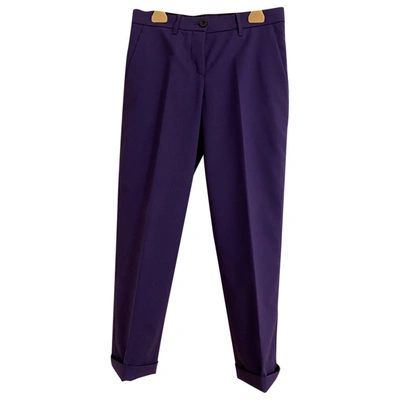 Pre-owned Miu Miu Wool Straight Trousers In Purple
