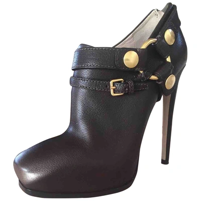 Pre-owned Miu Miu Leather Ankle Boots In Brown