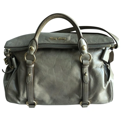 Pre-owned Miu Miu Vitello Leather Handbag In Camel