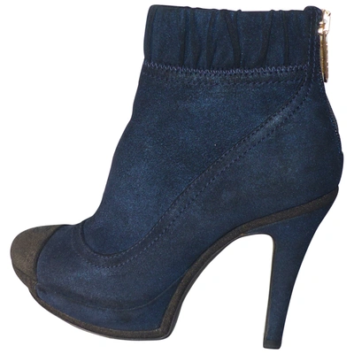 Pre-owned Chanel Ankle Boots In Blue