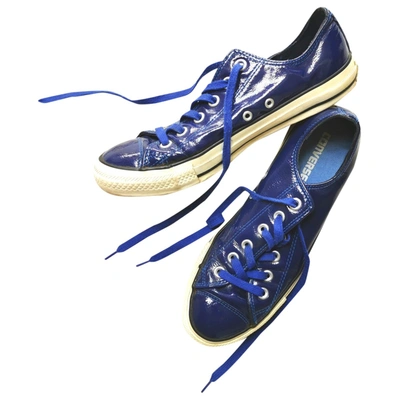 Pre-owned Converse Leather Low Trainers In Blue