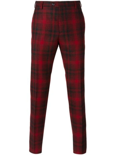 Valentino Overdyed Check Pants Man Maroon Virgin Wool 100% 52