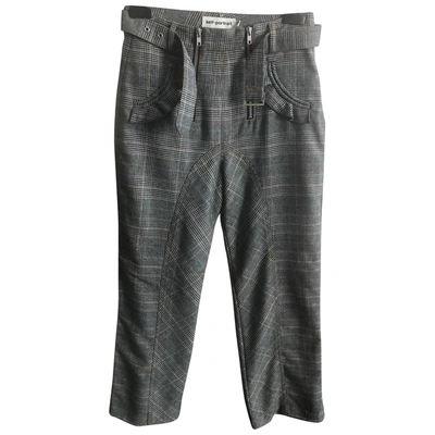 Pre-owned Self-portrait Straight Pants In Grey