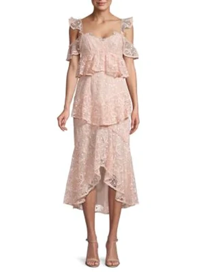 Amur Tiered Lace Dress In Blush