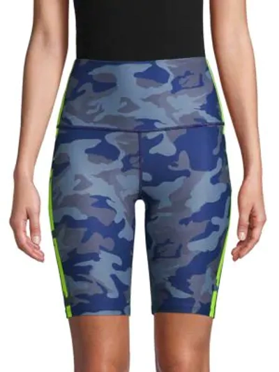 Wear It To Heart Women's Camouflage-print High-waist Shorts In Slate Camo