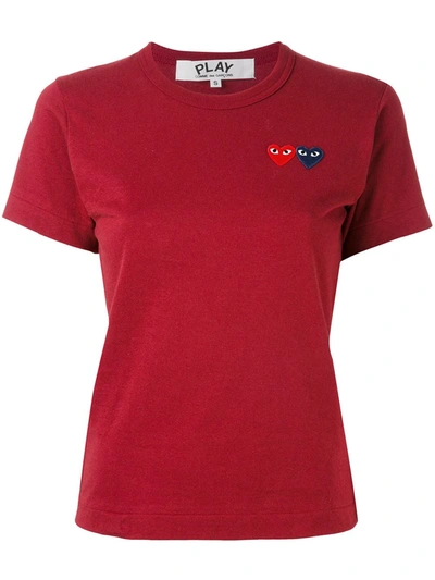 Comme Des Garçons Play Slim-fit Heart Patch T-shirt In Burgundy