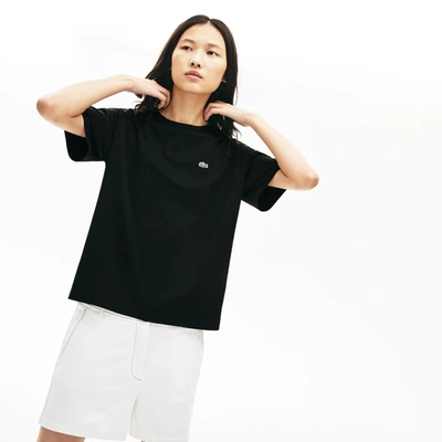 Lacoste Women's Crew Neck Premium Cotton T-shirt - 44 In Black