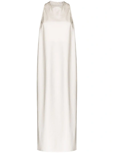 Tibi Celia Draped Sleeveless Bias Dress In White