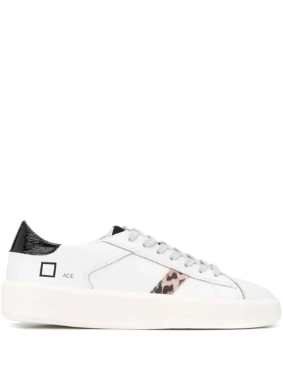 Date Ace Animalier Leather Sneakers In White