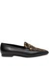 Burberry Almerton Leopard-print Calf Hair & Leather Loafers In Black/leopard